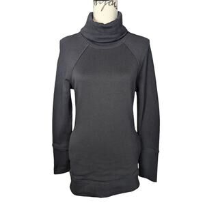 Saint + Sofia Turtleneck Cotton Sweatshirt Black